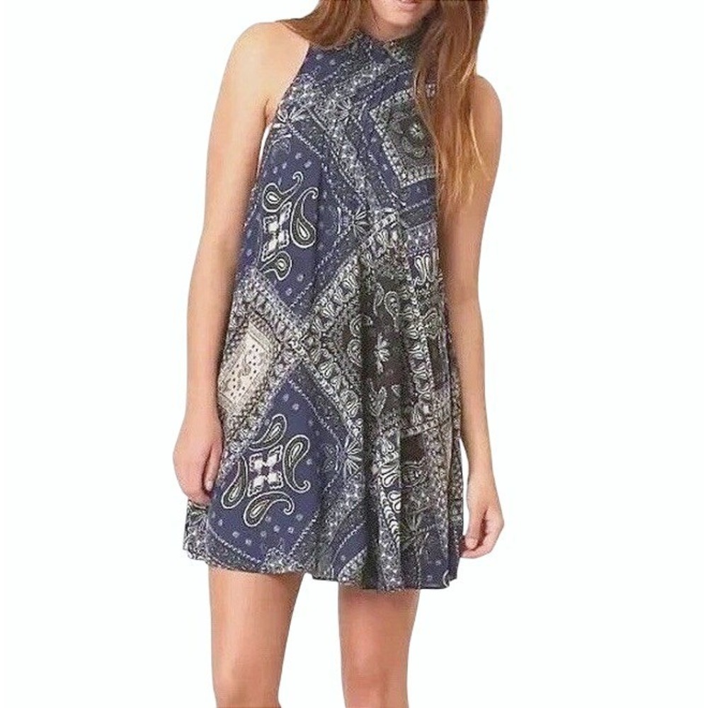 Free People Navy Bandana Print Dress